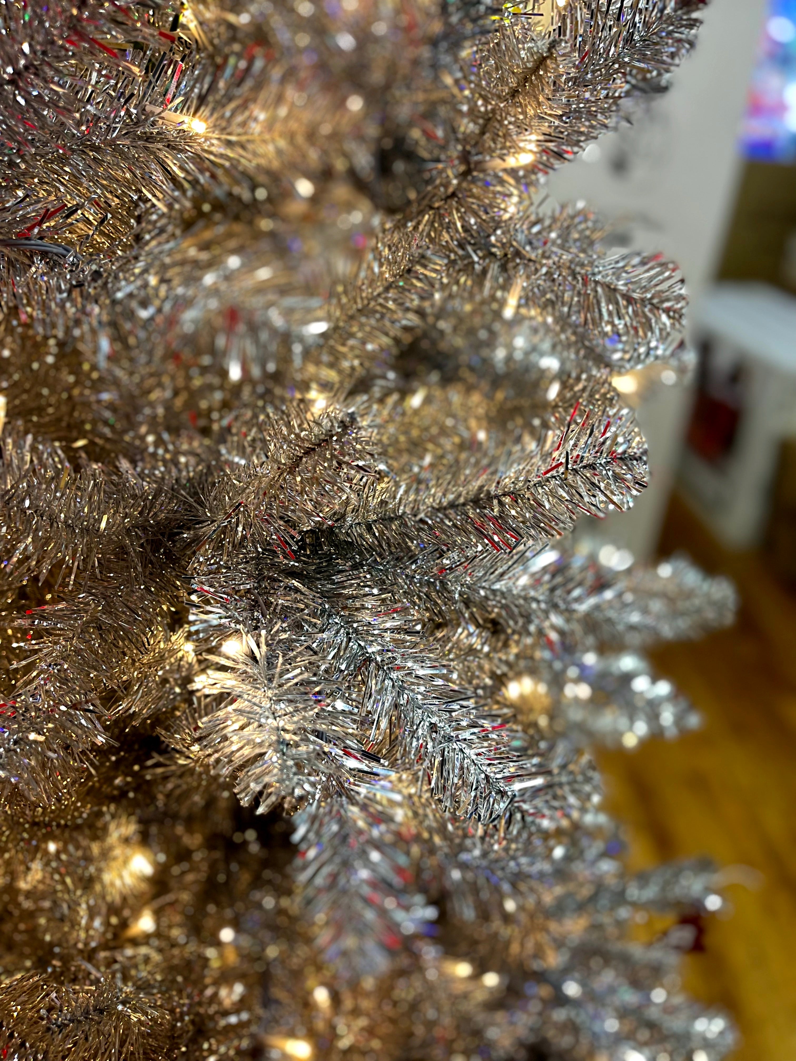Puleo International 7.5ft Silver Evergreen Spruce Tree in Warm White
